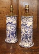 A pair of 19th Century Pratt's "Native Scenery" vases table lamps CONDITION REPORTS