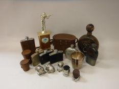 A collection of six various hip flasks,