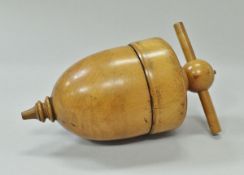 A 19th Century turned boxwood citrus press 18 cm high