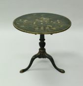 A 19th Century green lacquered and chinoiserie decorated tea table,