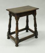 A joined oak stool in the 17th Century manner,