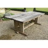 A teak rectangular garden table,