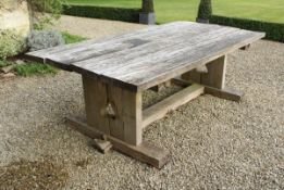 A teak rectangular garden table,