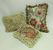 Four boxes of assorted needlework scatter cushions with floral motifs CONDITION REPORTS