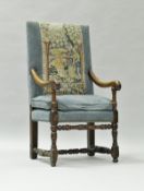 A 17th Century walnut hall chair in the Flemish / William and Mary manner,