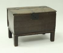A 17th Century oak coffer of small proportions,