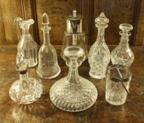 A collection of four cut glass decanters, one ship's style and a Stuart Crystal example,