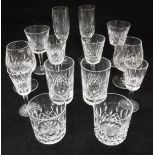 A suite of Waterford Crystal "Lismore" design drinking glasses, including six red wines,