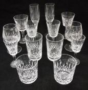 A suite of Waterford Crystal "Lismore" design drinking glasses, including six red wines,