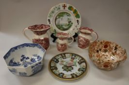 A box of various Mason's chinawares to include Vista dinner wares and jugs,