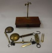 A set of mahogany and brass jeweller's scales by E Gray & Son, Class B,