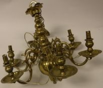 A 19th Century Dutch brass chandelier in the 18th Century manner,