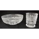 A William Yeoward star and swag cut glass fruit bowl and matching squat vase