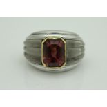 A modern Verney ring, platinum, diamond and tourmaline set, inscribed "Verney" and No'd.