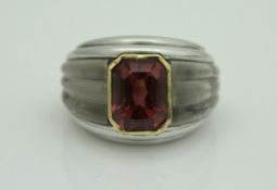 A modern Verney ring, platinum, diamond and tourmaline set, inscribed "Verney" and No'd.