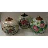 Three 20th Century Chinese polychrome decorated ginger jars and covers and a box of various plates