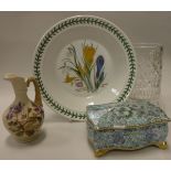 Two pairs of Royal Worcester blushware vases with floral spray decoration,