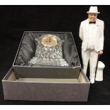 A Waterford Crystal cased mantel clock and a Royal Doulton figure "Sir Winston Churchill" modelled