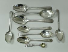 A set of three William IV silver feather edged table spoons (by William Jamieson, Edinburgh 1836),