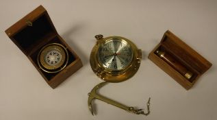 A collection of "Nautical" items including a ship's clock "Ship's time quartz",