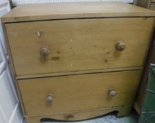 A Victorian pine two-drawer bonnet chest