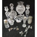 A collection of various glassware to include Royal Doulton mallet shaped decanter,