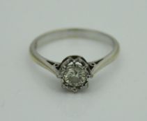 An 18 carat gold and solitaire diamond ring, approx 0.