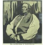 AFTER WILLIAM NICHOLSON 1872-1949 "The Archbishop of Canterbury" woodblock print image size 27 x 24