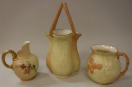 A Royal Worcester blushware floral decorated jug in the etruscan style date marked for 1903