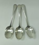 A set of three circa 1800 Scottish Provincial table spoons (by John Keith of Banff) marked "M Ki B,