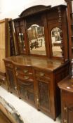 A Victorian walnut mirror backed sideboard