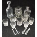 A collection of various glassware to include Scandinavian glass decanter,