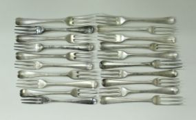 A set of four George III Hanoverian three prong forks (by Willilam Sumner I, London 1782),