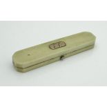 A 19th Century ivory toothpick box of rectangular form with canted corners,