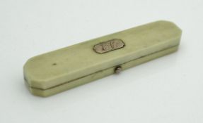 A 19th Century ivory toothpick box of rectangular form with canted corners,