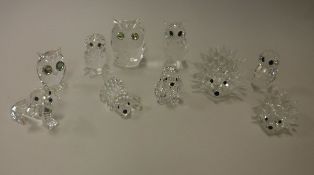 A collection of Swarovski Crystal animals to include hedgehogs, owls,