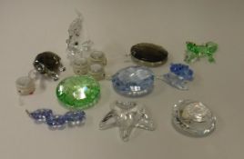 A collection of Swarovski window charms including iguana, turtle, angel fish,