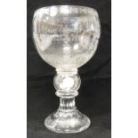 A George V and Queen Mary silver jubilee cut glass goblet inscribed "to commemorate the silver