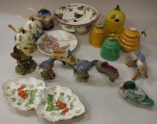 A collection of various china wares to include three Old Tupton ware beehive honey pots,