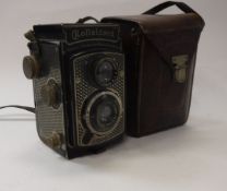 A Rolleicord compur camera by Franke & Heidecke of Braunschweig in leather case