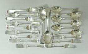 A pair of George IV silver "Fiddle" pattern table spoons,