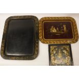 A Victorian papier-mache lacquered rectangular tray,