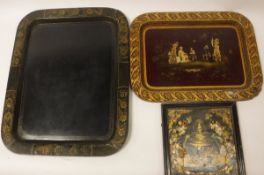 A Victorian papier-mache lacquered rectangular tray,