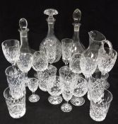 A suite of Royal Brierley cut glass "Ascot" pattern glasses to include five champagne flutes,