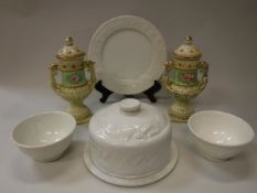 A quadrifoglio ceramic fruit decorated dinner service together with a pair of Japanese polychrome