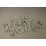 A collection of Swarovski Crystal animal figures to include mice with spring tails, cats,