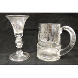 A George VI and Queen Elizabeth coronation glass mug inscribed "May 12th 1937 GRE" within a crowned