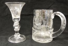 A George VI and Queen Elizabeth coronation glass mug inscribed "May 12th 1937 GRE" within a crowned