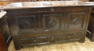 A 17th Century oak coffer,