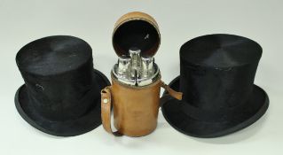 A black silk top hat inscribed inside "Tress & Co London made expressly for Jame Selby & Co